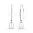 Cultured Pearl & White Lab-Created Sapphire Drop Earrings Oval/Round-Cut Sterling Silver