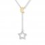 Star & Moon Necklace 1/8 cttw Diamonds Sterling Silver/10K Gold