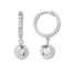 Textured Sphere Dangle Earrings Sterling Silver