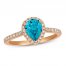 Le Vian Blue Topaz & Diamond Ring 1/3 ct tw 14K Strawberry Gold