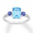 Blue Topaz & Lab-Created Sapphire Ring Sterling Silver