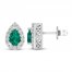 Lab-Created Emerald & White Lab-Created Sapphire Earrings Sterling Silver