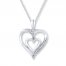 Diamond Heart Necklace 1/20 ct tw Round-cut Sterling Silver