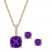 Boxed Set Amethyst with Diamonds 10K Yellow Gold
