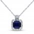 Sapphire Necklace 1/10 ct tw Diamonds 10K White Gold