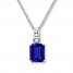 Lab-Created Sapphires Blue & White Necklace Sterling Silver