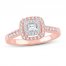 Diamond Engagement Ring 1/2 ct tw Princess/Round 14K Rose Gold