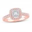 Diamond Engagement Ring 1/2 ct tw Princess/Round 14K Rose Gold