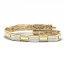 Men's Diamond Bracelet 3 ct tw Baguette & Round-cut 10K Yellow Gold 8.25"