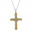 Citrine & White Lab-Created Sapphire Cross Necklace Sterling Silver 18"