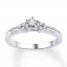 Diamond Promise Ring 1/5 ct tw Round/Baguette 10K White Gold
