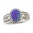 Lavender Lab-Created Opal & White Lab-Created Sapphire Ring Sterling Silver