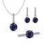 Blue/White Lab-Created Sapphire Gift Set Sterling Silver