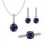 Blue/White Lab-Created Sapphire Gift Set Sterling Silver