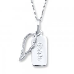 "Faith" Diamond Angel Wing Necklace 1/20 ct tw Sterling Silver