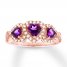 Amethyst Heart Ring 1/5 ct tw Diamonds 10K Rose Gold