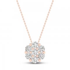 Diamond Fashion Necklace 1/5 ct tw Round-cut 10K Rose Gold 18"