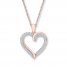 Diamond Heart Necklace 1/4 ct tw Round-cut 10K Rose Gold