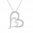 Diamond Double Heart Necklace 1/3 ct tw Round-cut Sterling Silver 18"