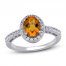 Citrine & White Lab-Created Ring Sterling Silver