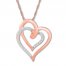 Double Heart Diamond Necklace 1/8 Carat tw 10K Rose Gold