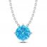 Blue Topaz Solitaire Necklace Sterling Silver 18"