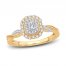 Diamond Engagement Ring 3/8 ct tw Emerald/Round 14K Yellow Gold