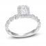 Diamond Engagement Ring 1 ct tw Radiant/Round 14K White Gold