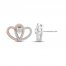 Two as One Diamond Heart Stud Earrings 1/5 ct tw Round-Cut 10K Two-Tone