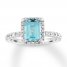 Aquamarine Engagement Ring 1/2 ct tw Diamonds 14K White Gold