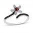 Disney Treasures Minnie Mouse Garnet Diamond Flower Ring 1/5 ct tw Diamonds Round-Cut Sterling Silver