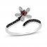 Disney Treasures Minnie Mouse Garnet Diamond Flower Ring 1/5 ct tw Diamonds Round-Cut Sterling Silver