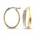 Italian Oval Glitter Hoop Earrings 14K Yellow Gold