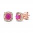 Ruby Earrings 1/10 ct tw Diamonds 10K Rose Gold