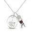 Garnet & White Lab-Created Sapphire 'I Love You Mom' Necklace Sterling Silver 18"