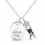 Garnet & White Lab-Created Sapphire 'I Love You Mom' Necklace Sterling Silver 18"