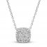 Diamond Necklace 1/4 ct tw Round/Baguette-cut 10K White Gold 18"