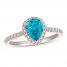 Le Vian Blue Topaz & Diamond Ring 1/3 ct tw 14K Vanilla Gold