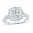 Diamond Engagement Ring 3/4 ct tw Princess/Round 10K White Gold