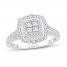 Diamond Engagement Ring 3/4 ct tw Princess/Round 10K White Gold