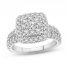 Diamond Engagement Ring 1-1/2 ct tw Round & Baguette-cut 14K White Gold