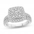 Diamond Engagement Ring 1-1/2 ct tw Round & Baguette-cut 14K White Gold