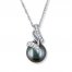 Tahitian Cultured Pearl Necklace Diamond Accents 10K White Gold