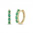 Emerald & Diamond Hoop Earrings 1/15 ct tw 10K Yellow Gold
