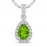 Peridot & White Lab-Created Sapphire Necklace Sterling Silver 18"