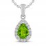 Peridot & White Lab-Created Sapphire Necklace Sterling Silver 18"