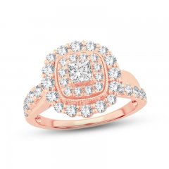 Diamond Engagement Ring 1-1/3 ct tw Princess & Round-cut 14K Rose Gold