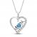Swiss Blue Topaz & White Lab-Created Sapphire 'Mom' Heart Necklace Sterling Silver 18"