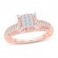 Multi-Diamond Engagement Ring 1/2 ct tw Princess/Round 10K Rose Gold