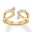 Diamond Deconstructed Ring 3/8 ct tw Round/Pear 10K Yellow Gold